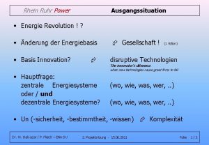 Rhein Ruhr Power Ausgangssituation Energie Revolution nderung der