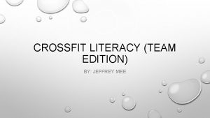 CROSSFIT LITERACY TEAM EDITION BY JEFFREY MEE CROSSFIT