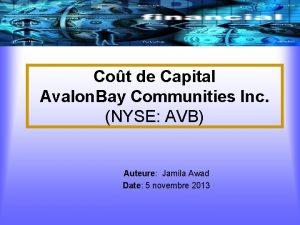Cot de Capital Avalon Bay Communities Inc NYSE