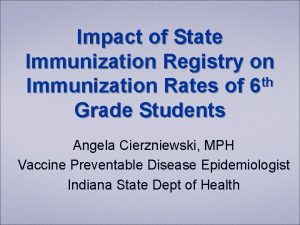 Impact of State Immunization Registry on th Immunization