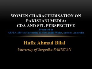 WOMEN CHARACTERISATION ON PAKISTANI MEDIA CDA AND SFL