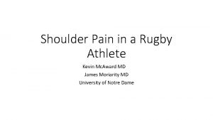 Shoulder Pain in a Rugby Athlete Kevin Mc