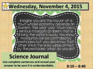 Wednesday November 4 2015 Science Journal Use complete