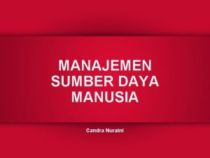 MANAJEMEN SUMBER DAYA MANUSIA Candra Nuraini MSDM SLIDE