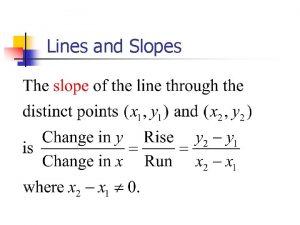 Lines and Slopes Example 1 Find the Slope