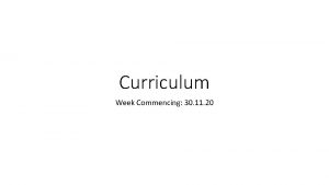 Curriculum Week Commencing 30 11 20 This Week