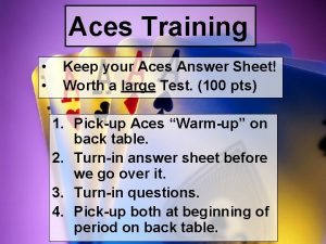 Aces Training Keep your Aces Answer Sheet Worth