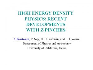 HIGH ENERGY DENSITY PHYSICS RECENT DEVELOPMENTS WITH Z