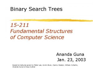 Binary Search Trees 15 211 Fundamental Structures of