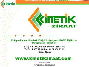 Entegre Zararl Ynetimi IPM Fmigasyon HACCP Eitim ve