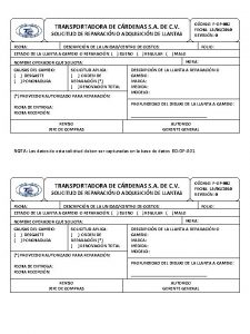 CDIGO FOP002 FECHA 15042010 REVISIN 0 TRANSPORTADORA DE