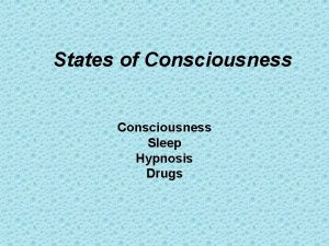 States of Consciousness Sleep Hypnosis Drugs Historically Emergence