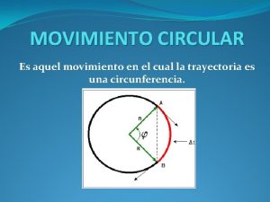 MOVIMIENTO CIRCULAR Es aquel movimiento en el cual