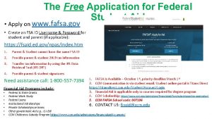 The Free Application for Federal Student Aid Apply