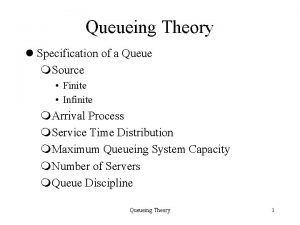 Queueing Theory l Specification of a Queue m