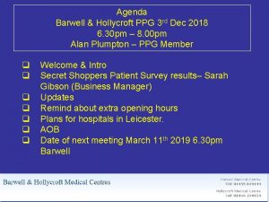 Agenda Barwell Hollycroft PPG 3 rd Dec 2018