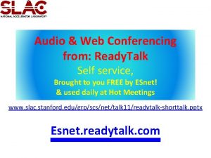 Audio Web Conferencing from Ready Talk Self service