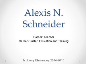 Alexis N Schneider Career Teacher Career Cluster Education