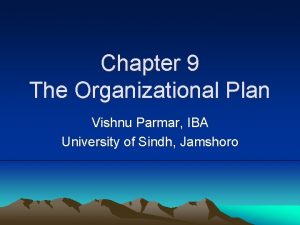 Chapter 9 The Organizational Plan Vishnu Parmar IBA