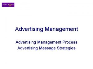 Advertising Management Process Advertising Message Strategies Managing Advertising