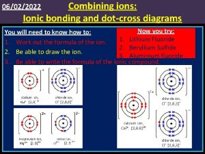 Combining ions Ionic bonding and dotcross diagrams 06022022