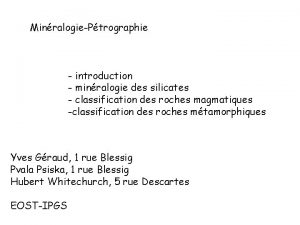 MinralogiePtrographie introduction minralogie des silicates classification des roches