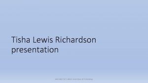 Tisha Lewis Richardson presentation AMCHAM TTs ARISE Committee