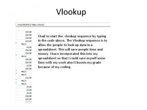 Vlookup I had to start the vlookup sequence