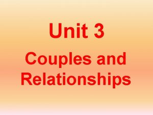 Unit 3 Couples and Relationships Dating 20 th