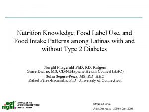 Nutrition Knowledge Food Label Use and Food Intake