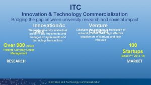 ITC Innovation Technology Commercialization Bridging the gap between