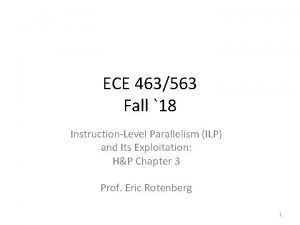 ECE 463563 Fall 18 InstructionLevel Parallelism ILP and
