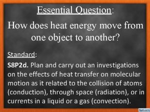 Essential Question How does heat energy move from