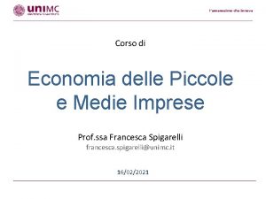 Corso di Economia delle Piccole e Medie Imprese