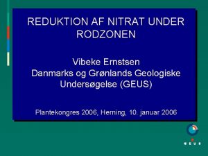 REDUKTION AF NITRAT UNDER RODZONEN Vibeke Ernstsen Danmarks