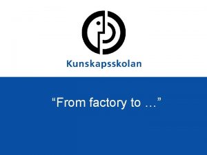 From factory to Kunskapsskolan Started in 2000 32