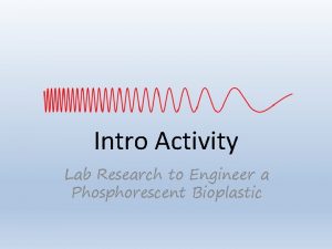 Intro Activity Lab Research to Engineer a Phosphorescent