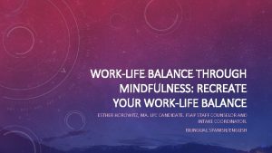 WORKLIFE BALANCE THROUGH MINDFULNESS RECREATE YOUR WORKLIFE BALANCE