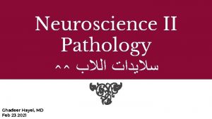 Neuroscience II Pathology Ghadeer Hayel MD Feb 23