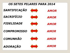 OS SETES PILARES PARA 2014 SANTIFICAO AMOR SACRIFCIO