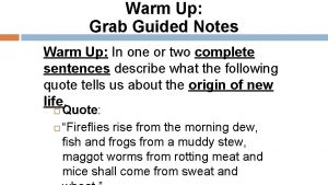 Warm Up Grab Guided Notes Warm Up In