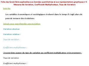 Fiche des Savoirfaire applicables aux donnes quantitatives et