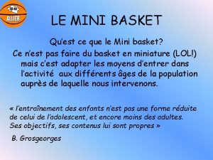 LE MINI BASKET Quest ce que le Mini