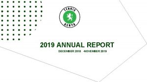 2019 ANNUAL REPORT DECEMBER 2018 NOVEMBER 2019 Player