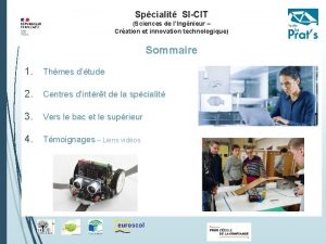 Spcialit SICIT 1 Sciences de lIngnieur Cration et