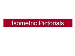 Isometric Pictorials Isometric Pictorials Isometric means equal measure