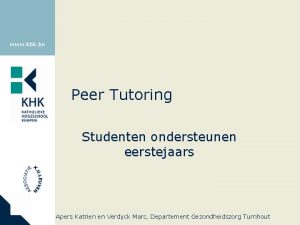 www khk be Peer Tutoring Studenten ondersteunen eerstejaars