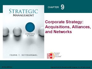 CHAPTER 9 Corporate Strategy Acquisitions Alliances and Networks