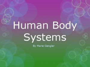 Human Body Systems By Marie Gengler Table of