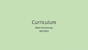 Curriculum Week Commencing 1812021 Home Learning Timetable Sending